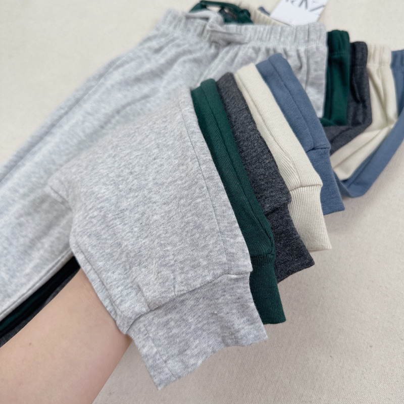 Quần thun cotton bo gấu bé trai bé gái