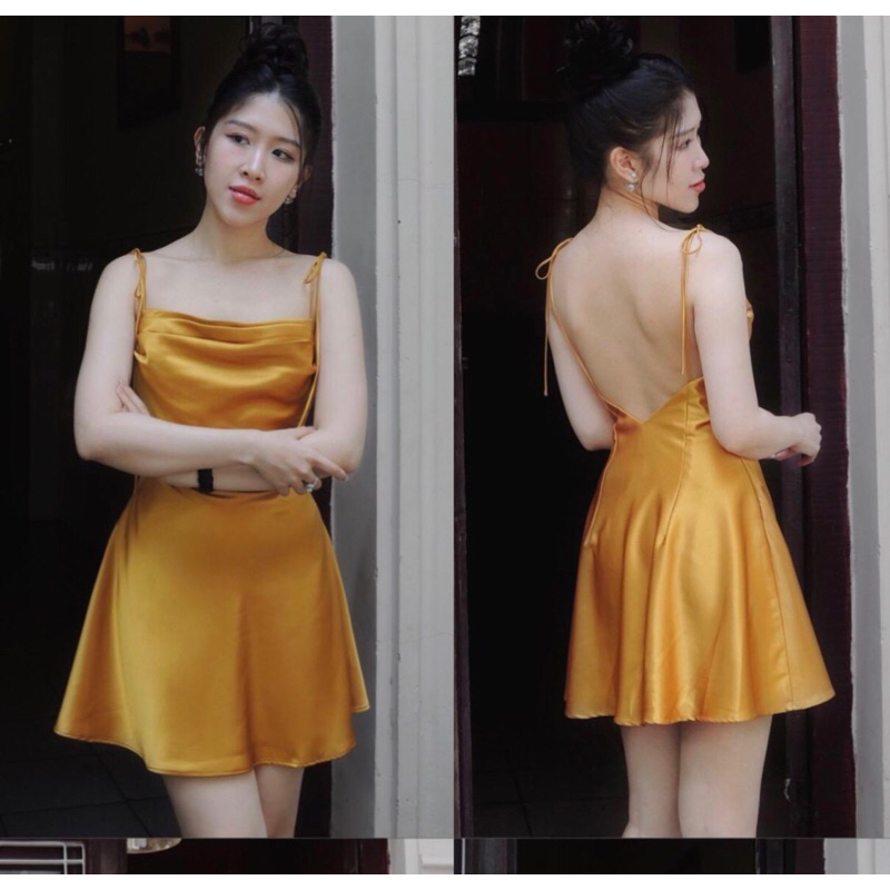 Đầm Luna Lưng V dáng ngắn 1m6 đổ xuống (Có Mút) uii