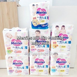 Bỉm Merries nội địa Nhật cộng miếng size NB82/S76/M58/L50/XL44/XXL28 miếng/bịch