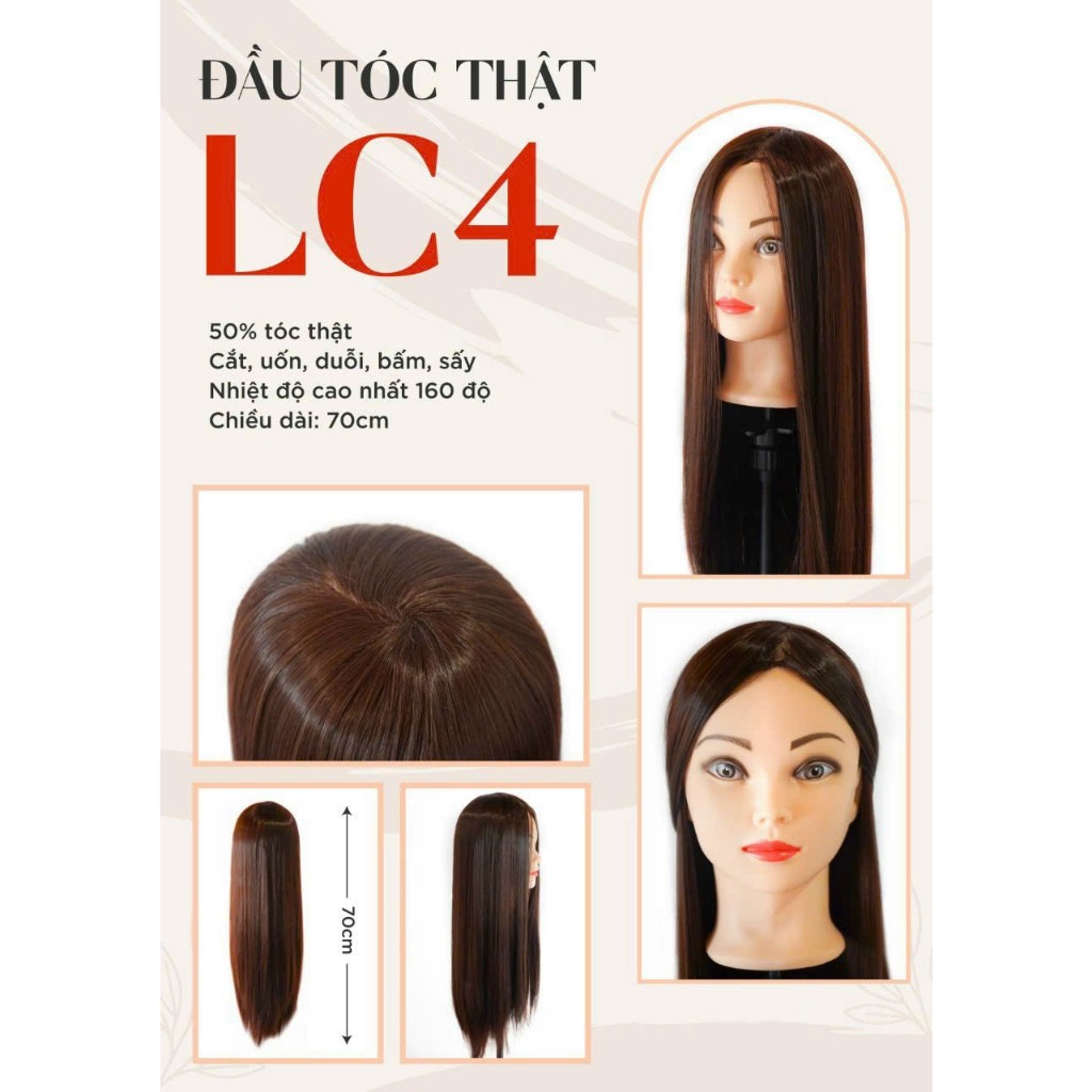 Đầu tóc giả LC4 50 phần trăm tóc thật