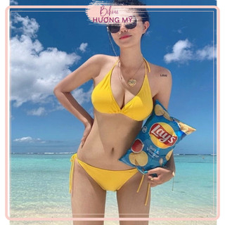 Bikini Đồ Bơi Nữ 2 Mảnh Tam Giác  Màu Vàng Basíc