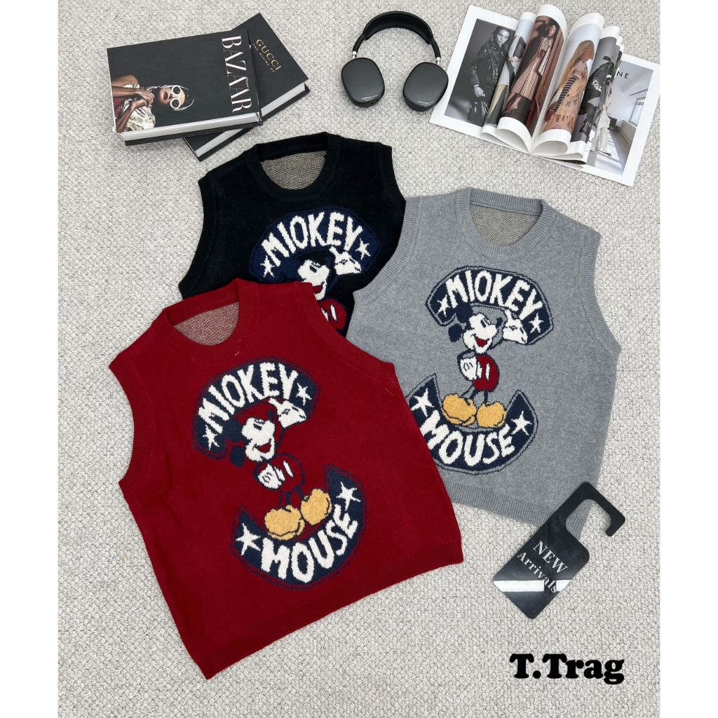 Áo gile len Mickey chất len dày đẹp hàng QC freesize