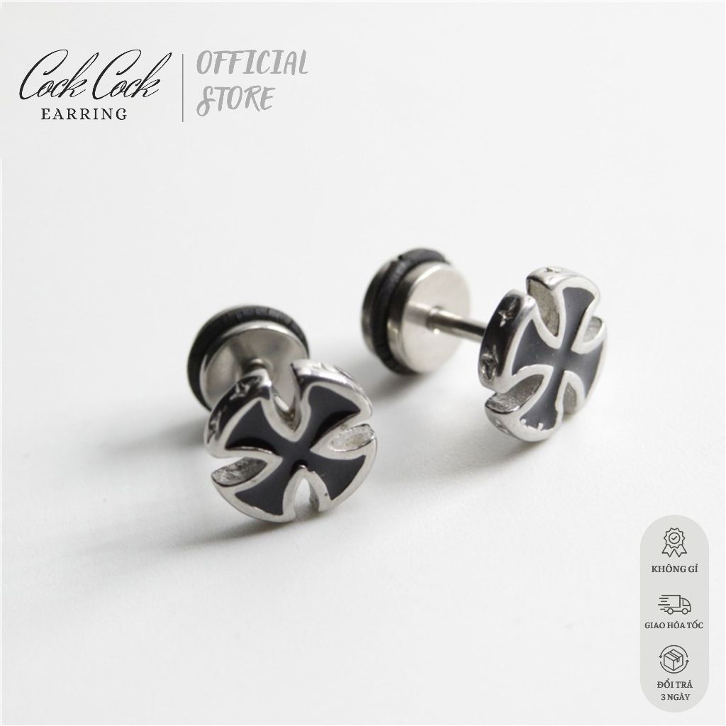 Khuyên tai xỏ lỗ chrome heart basic thép titan không gỉ kiểu dáng unisex - CockCock