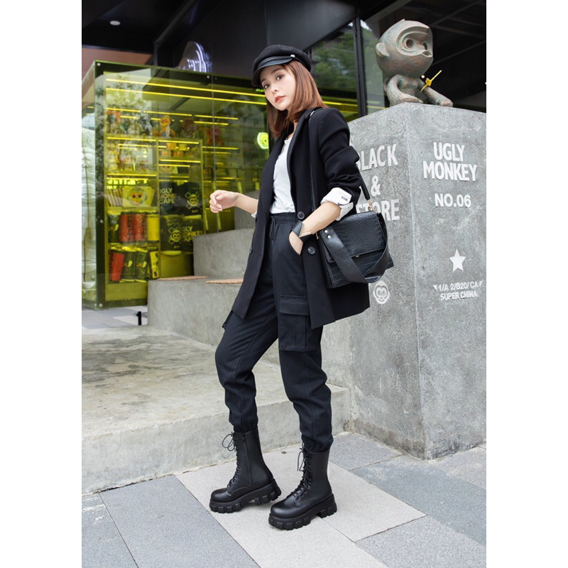 Giày combat đế cao nam nữ unisex