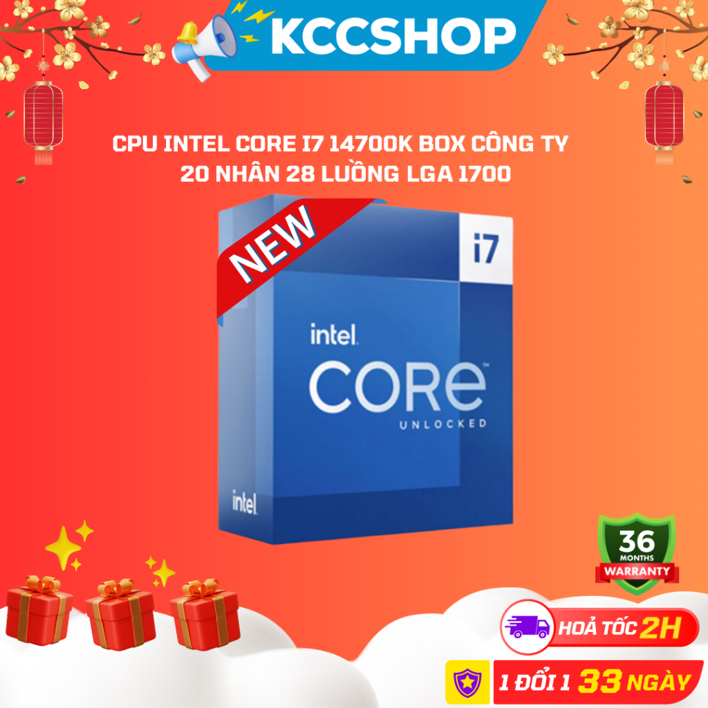 CPU Intel Core i7 14700K (3,4 Ghz, up to 5.60GHz, 20 Nhân 28 Luồng, 33 MB Cache) - Bảo Hành 36 Tháng