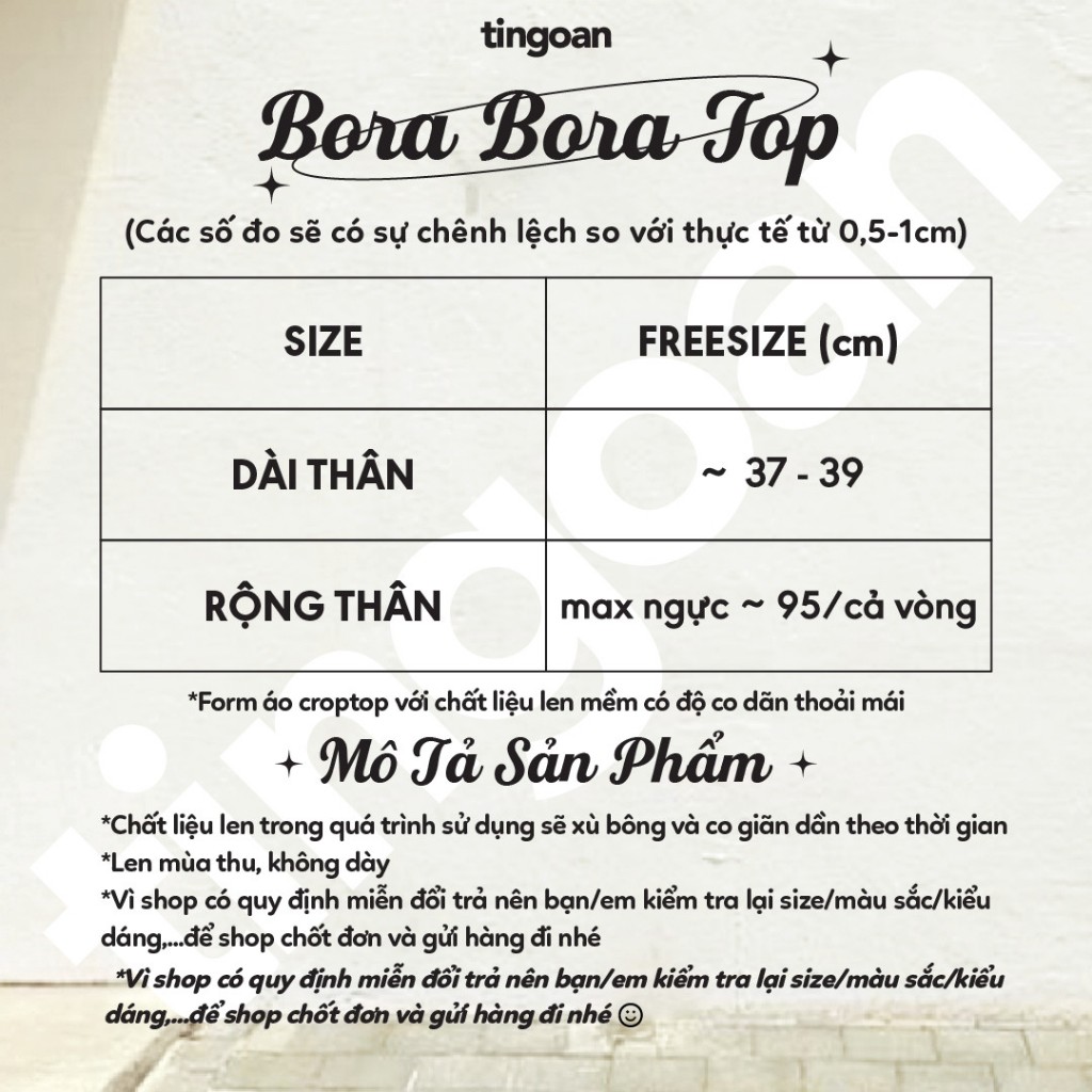 TINGOAN® - Áo len xù crop lửng ngắn tay cổ vuông kẻ xám BORA BORA TOP/GR