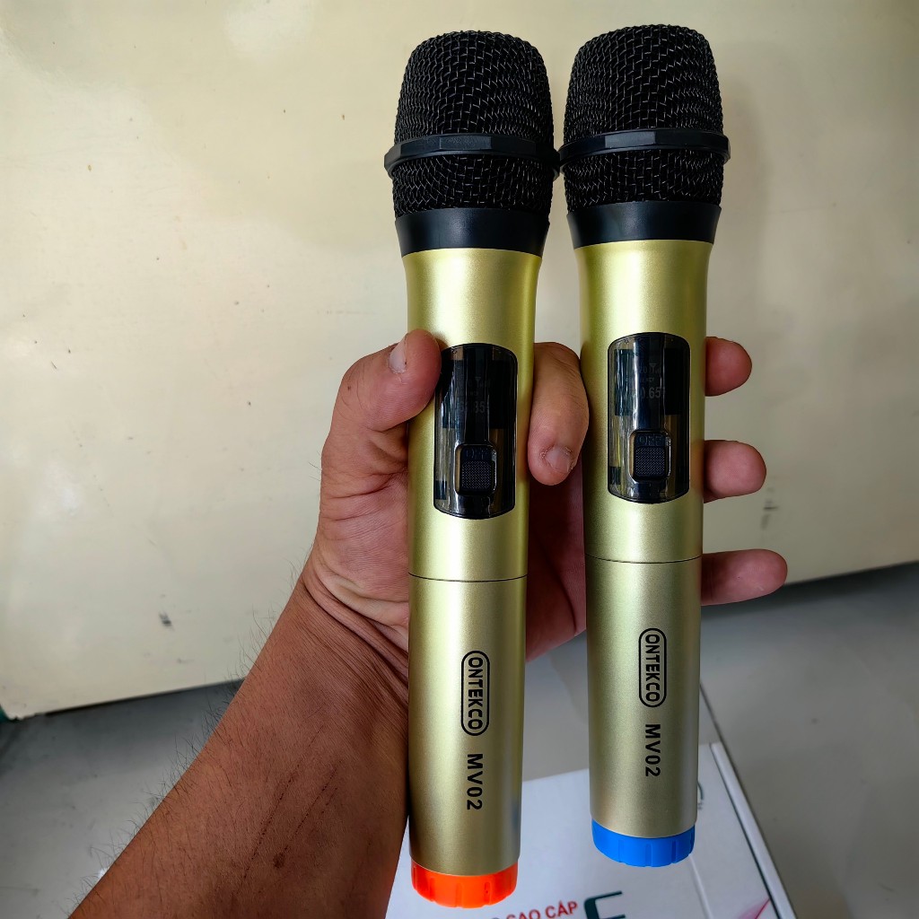 Bộ micro không dây ONTEKCO MV02 - Chuyên Hát Karaoke cho Âm Ly Loa Kéo. Chống Hú. Hát vang. Hát nhẹ Bảo hành 12 tháng