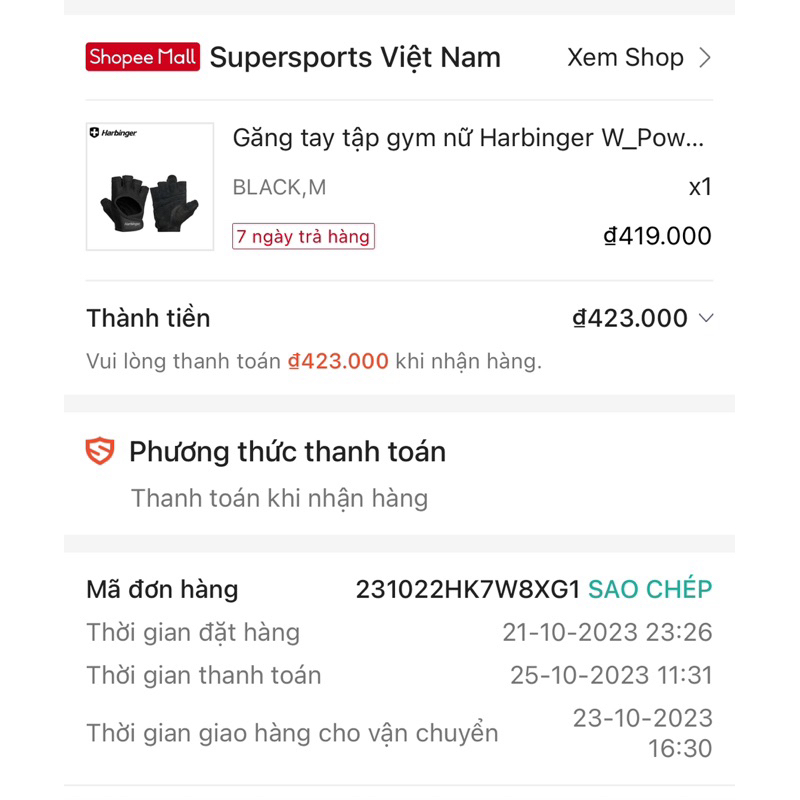 Găng tay nữ tập gym Harbinger size M lòng tay = da thật