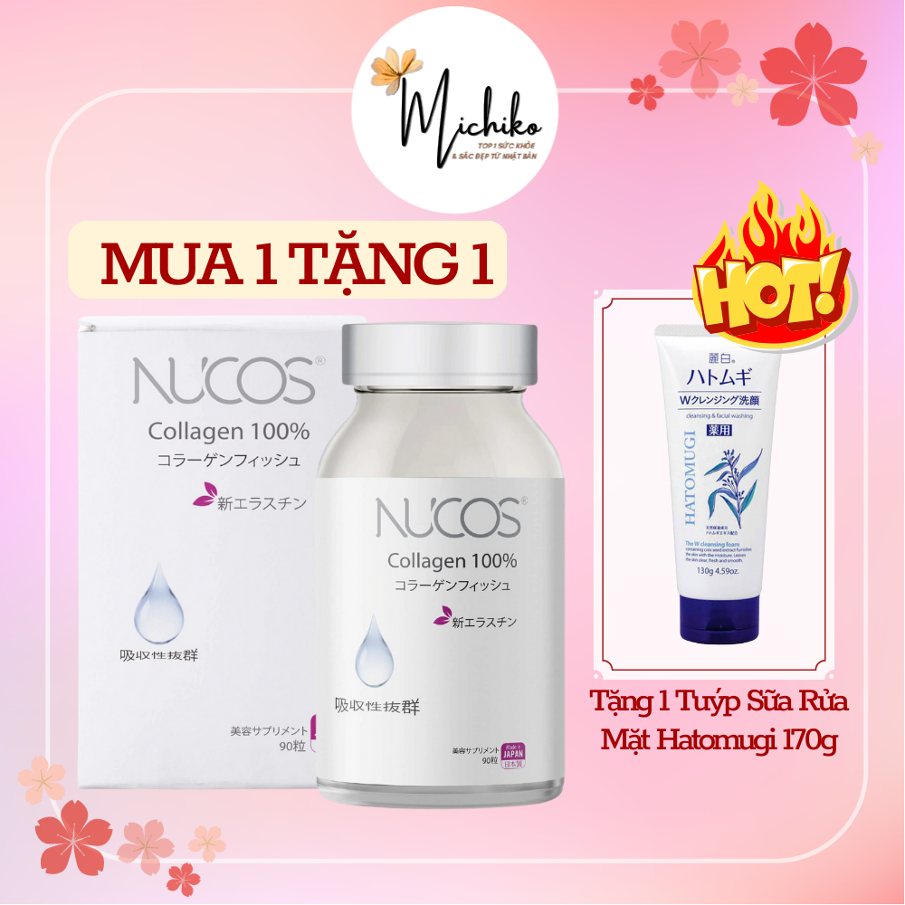 Viên uống collagen chống lão hóa cấp ẩm Nucos Collagen 100% 90 viên [nhập khẩu chính hãng]