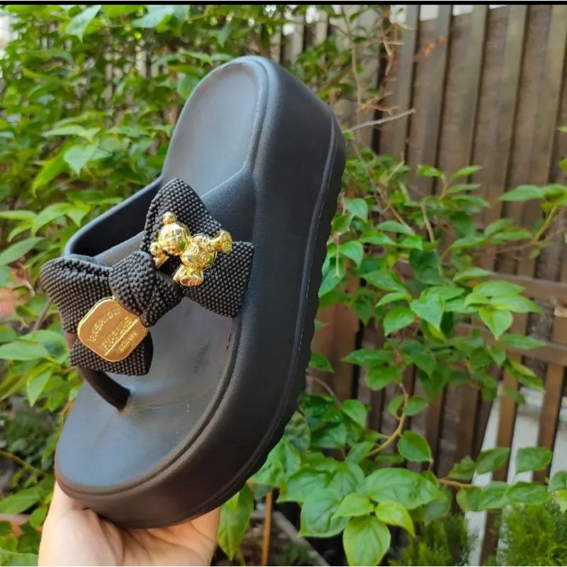 Dép bánh mì kẹ đế cao 7f .nơ nữ mẫu mới cute mang vào tăng dáng thêm 7f cực xinh