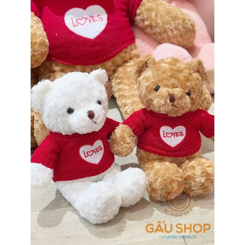 Gấu bông ❤️ Teddy áo len ❤️ Teddy áo len đỏ trái tim hàng cao cấp bông mịn siêu dễ thương !! FREE GÓI QUÀ