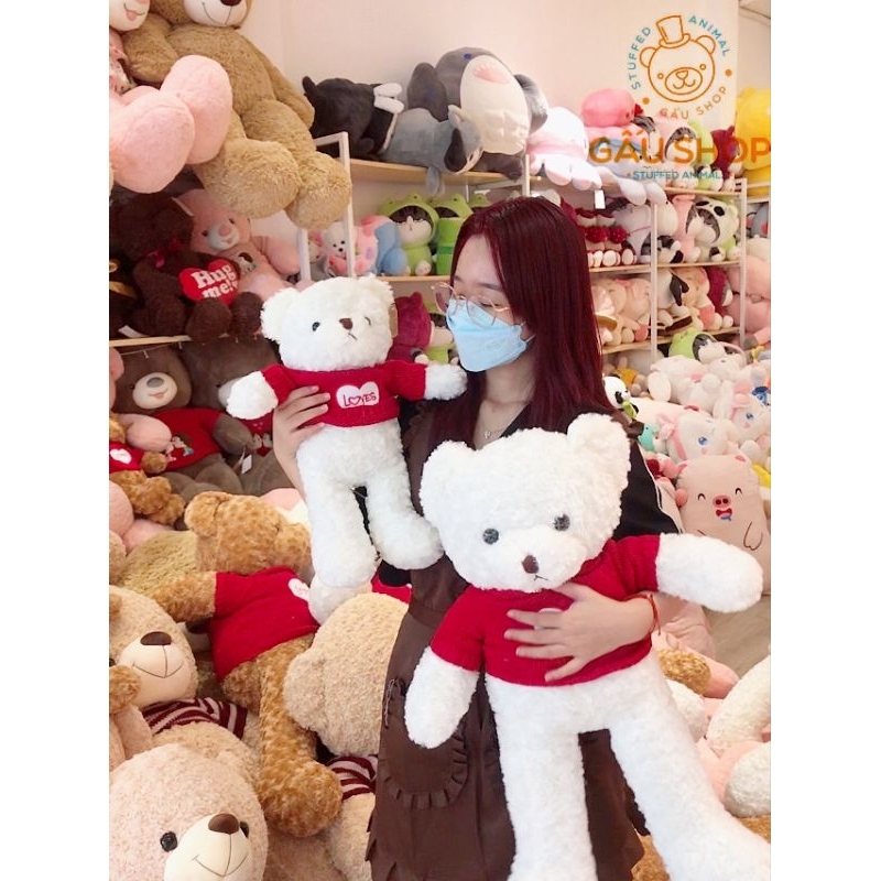 Gấu bông ❤️ Teddy áo len ❤️ Teddy áo len đỏ trái tim hàng cao cấp bông mịn siêu dễ thương !! FREE GÓI QUÀ