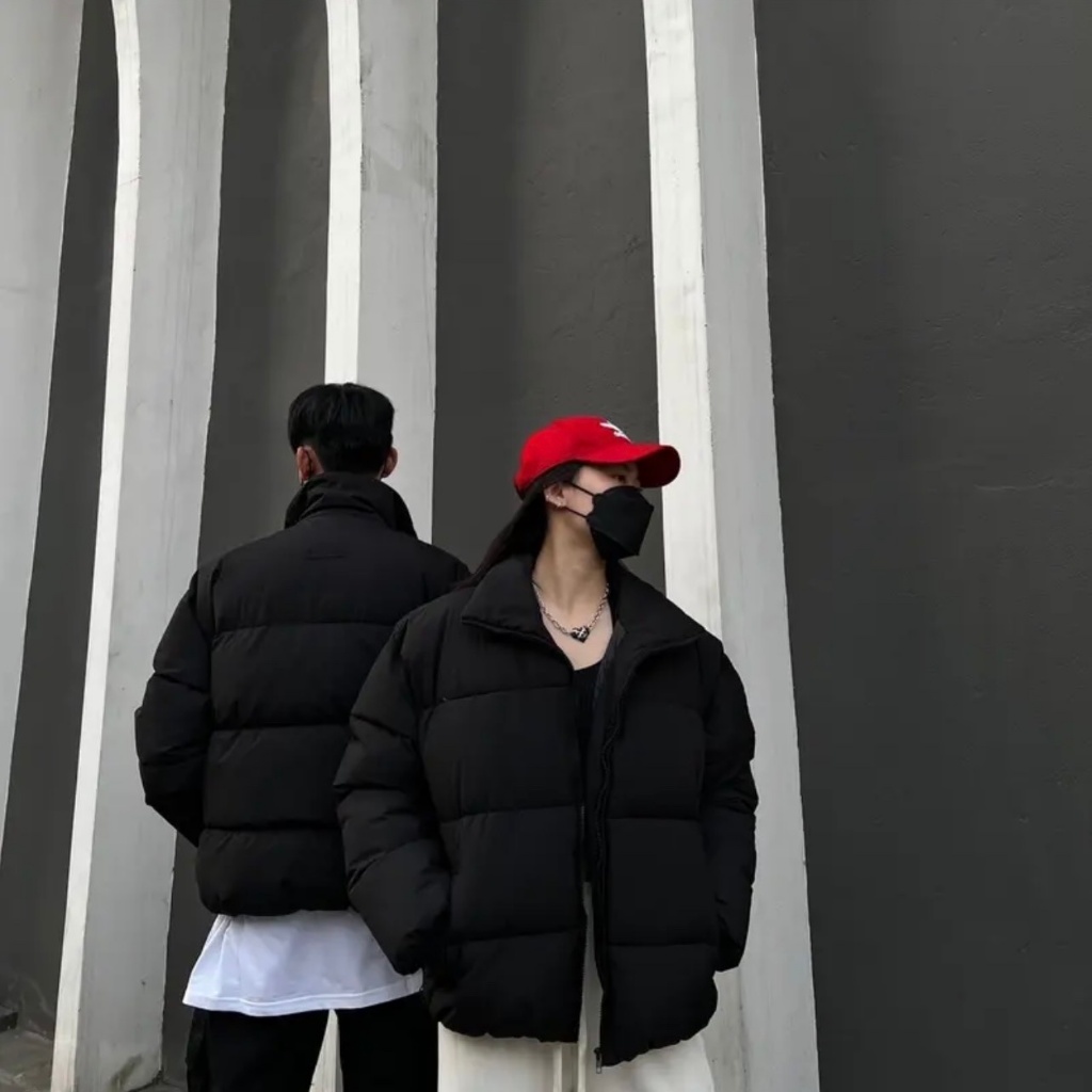Áo khoác phao jacket basic godmother cao cấp dáng lửng boxy nam nữ