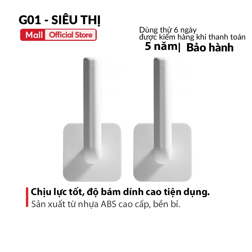 Móc treo dán tường G01 hình chữ L đa năng, tiện dụng, bền bỉ, giá rẻ