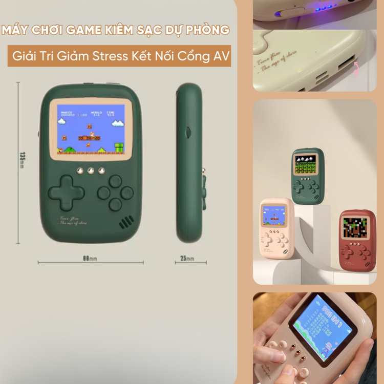 Máy Chơi Game Kiêm Sạc Dự Phòng 2 In 1 Pin 10000mAh Đa Năng Giải Trí Giảm Stress Kết Nối Cổng AV