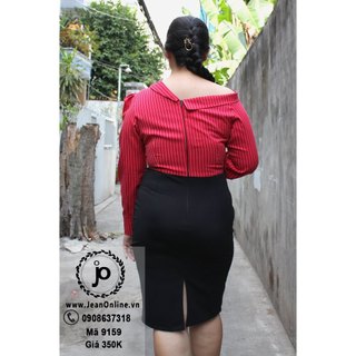 Bigsize Nữ - Đầm Phối Sơ Mi Lệch Vai (MS 9159)