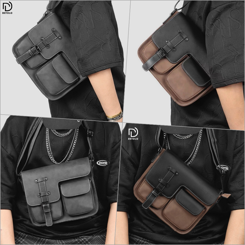 Túi Đeo Chéo Nam Cao Cấp Unisex Detolo Đi Chơi Chống Nước