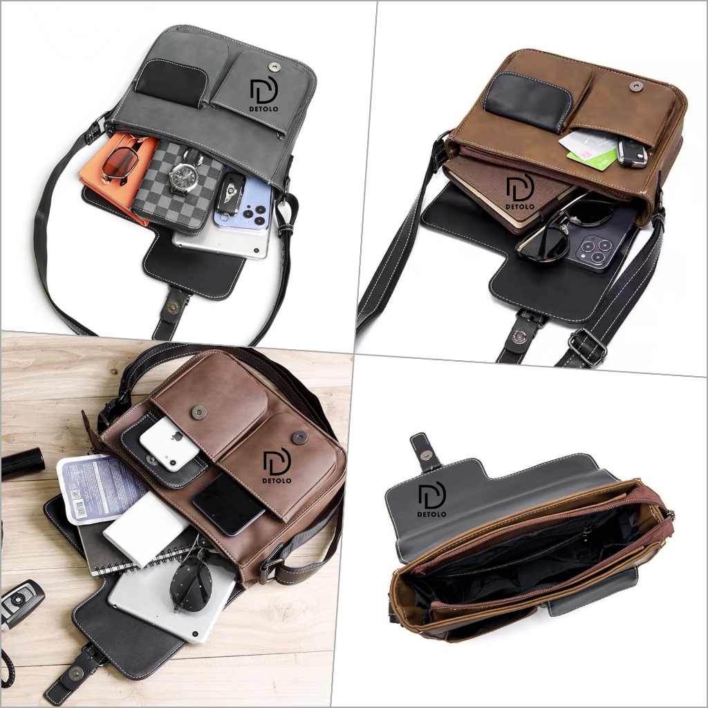 Túi Đeo Chéo Nam Cao Cấp Unisex Detolo Đi Chơi Chống Nước