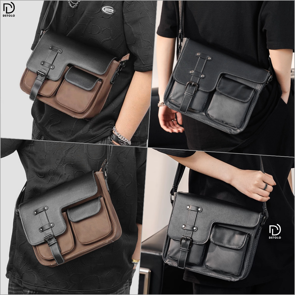 Túi Đeo Chéo Nam Cao Cấp Unisex Detolo Đi Chơi Chống Nước