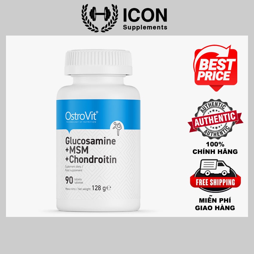 OSTROVIT GLUCOSAMINE + MSM + CHONDROITIN 90 viên - Hỗ Trợ Xương Khớp