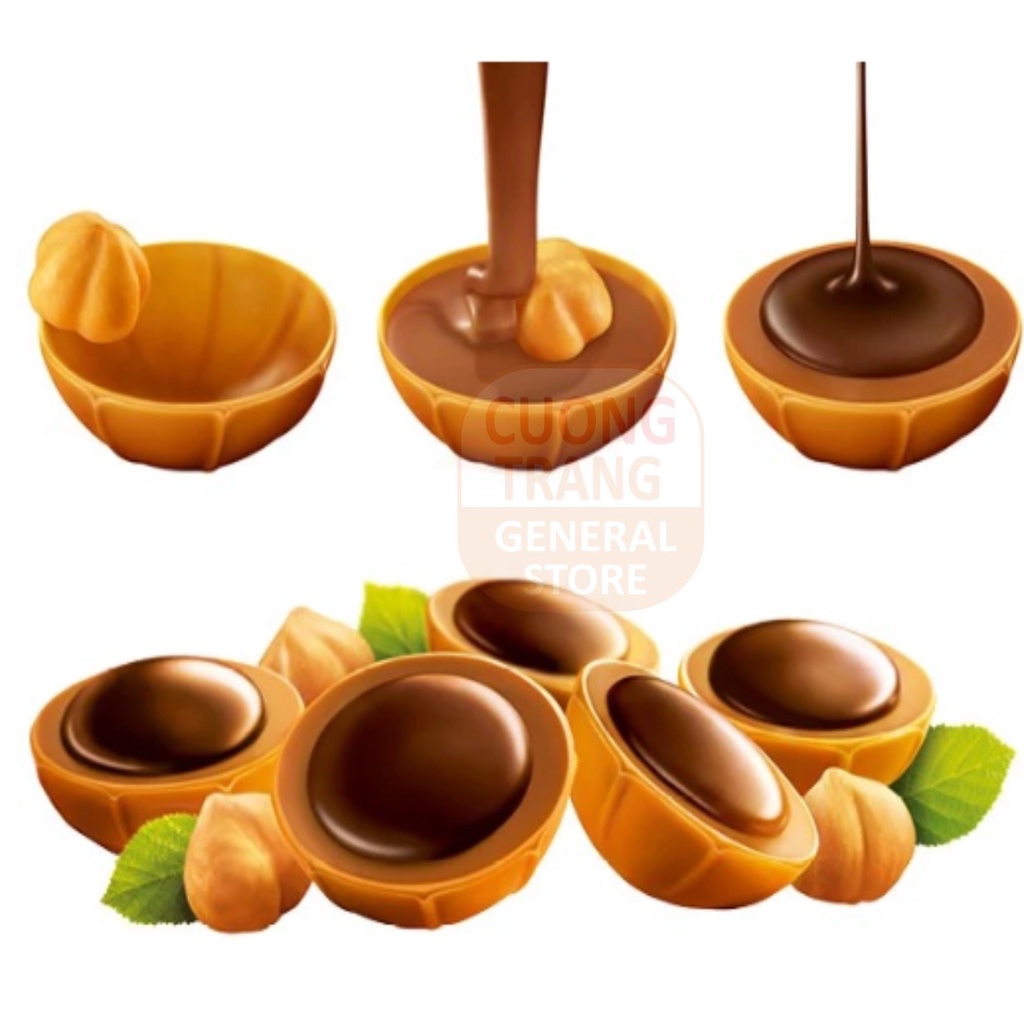 Kẹo caramen mềm phủ sôcôla nhân hạt dẻ toffifee 125g _Hàng chuẩn Đức