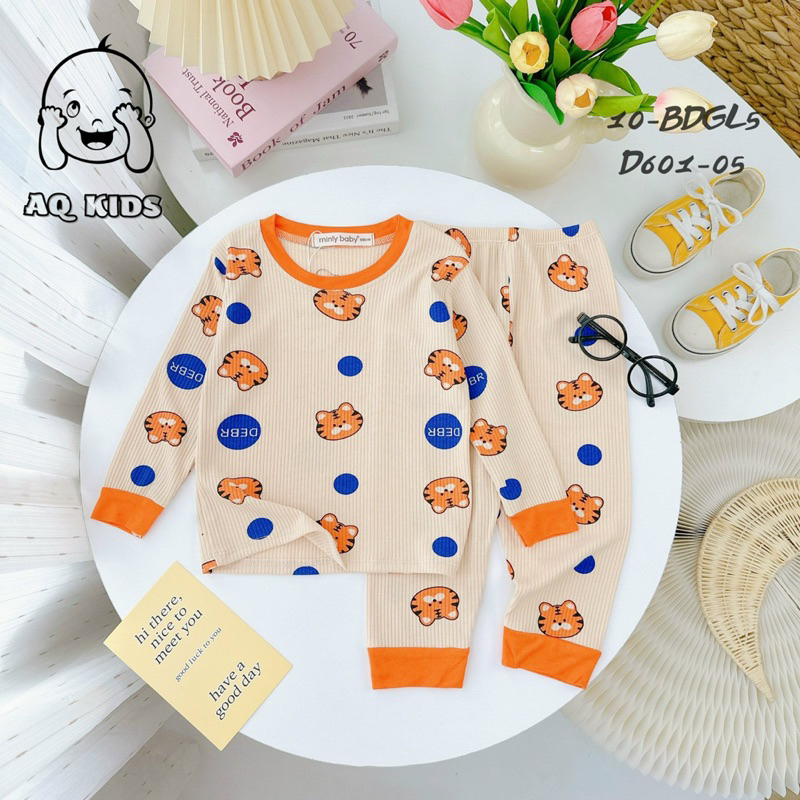 Bộ dài tay thun gân mềm mịn mát cho bé trai bé gái size 80-170