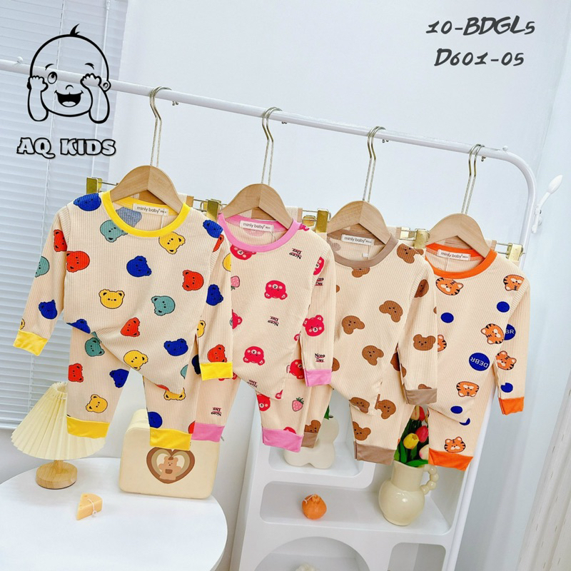 Bộ dài tay thun gân mềm mịn mát cho bé trai bé gái size 80-170