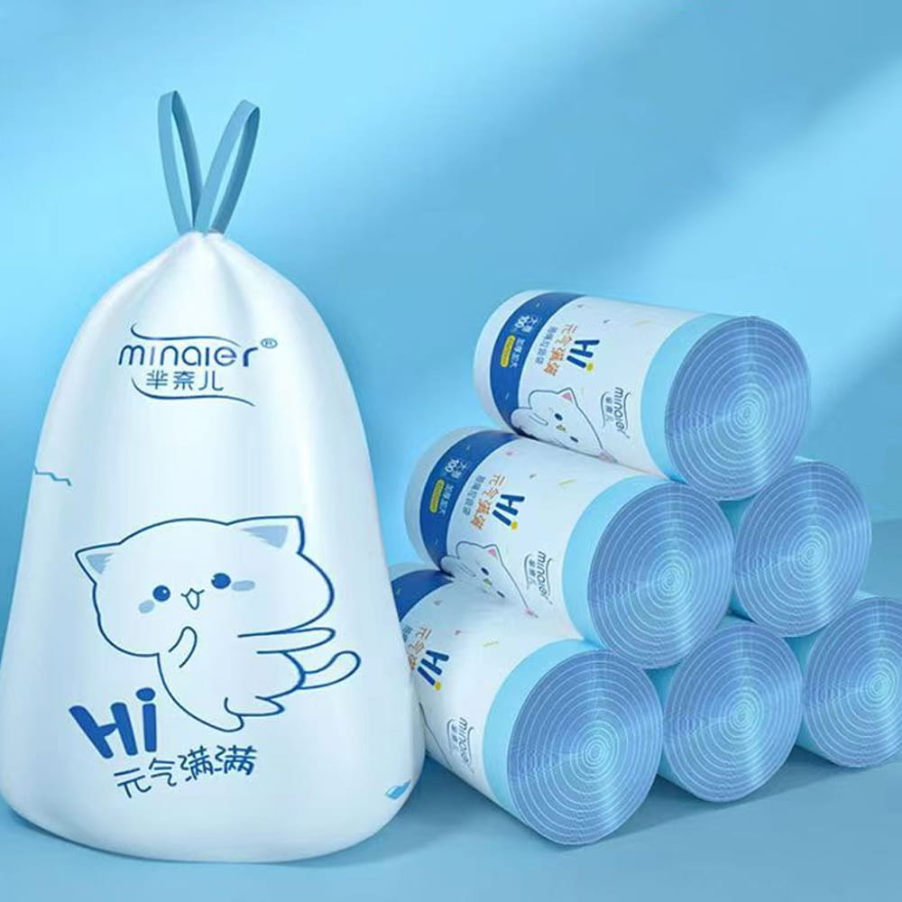 Túi Đựng Rác Dây Rút Mainaier, Cuộn 100 Túi Đựgn Rác Tự Phân Hủy Chống Rò Rỉ Nước Kích Thước 45x50cm Sêu Dai