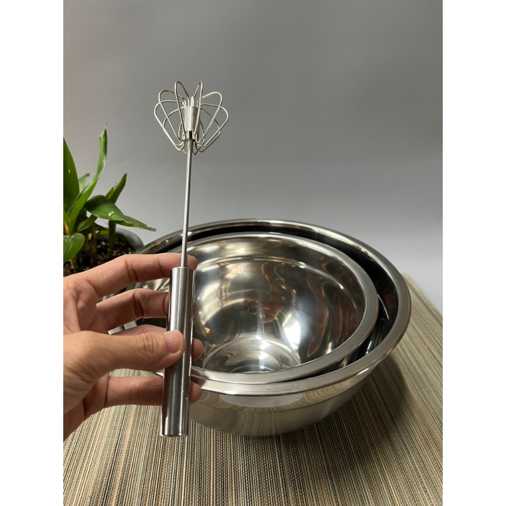 Tặng cây đánh trứng inox  + Khi Mua Bộ 2 Tô  Inox 22cm và 26cm LookCool