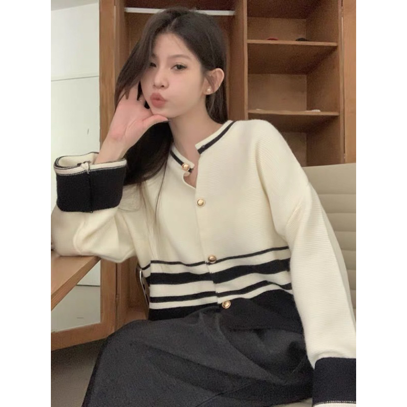 Áo lencardigan kẻ 66022