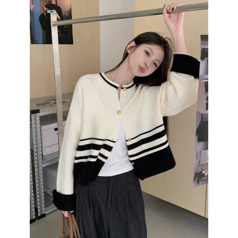 Áo lencardigan kẻ 66022