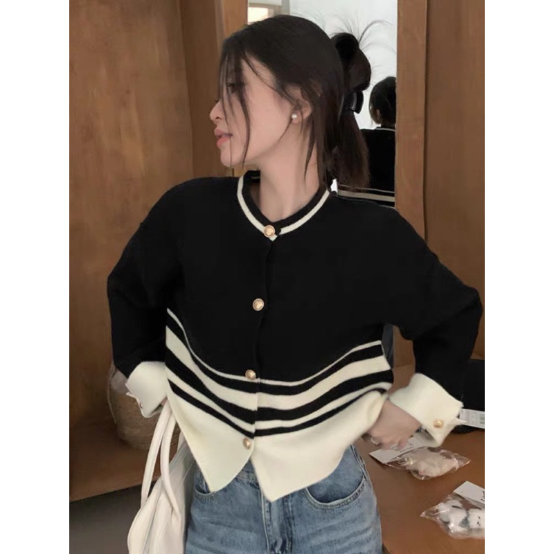 Áo lencardigan kẻ 66022