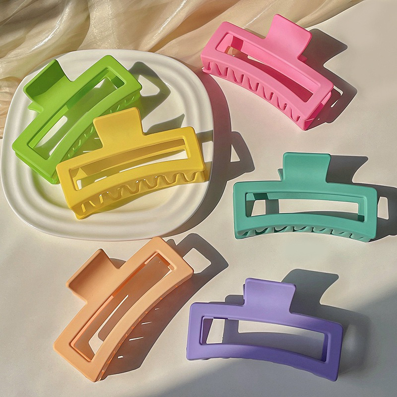 Cào tóc nhựa Hình chữ nhật Korea Style nhiều màu - Kẹp tóc trong suốt, kẹp tóc vân đá