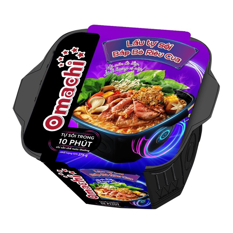 Lẩu Tự Sôi Omachi Bắp bò Riêu Cua 276G, Lẩu Ăn liền, Đồ Ăn Hót Trend