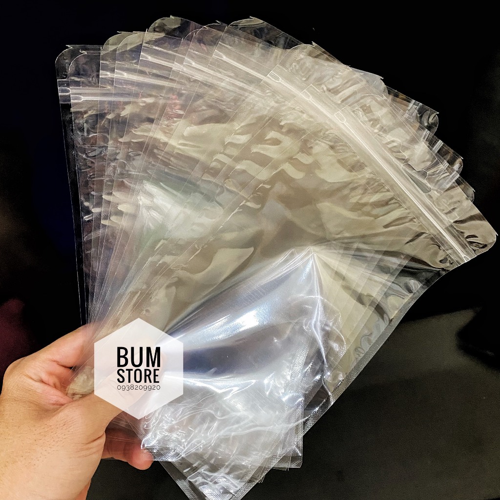 COMBO 50 Túi Zip Trong Suốt Bóng Loại Dày Kích Thước 13x24 cm Có Lỗ Treo Trưng Bày