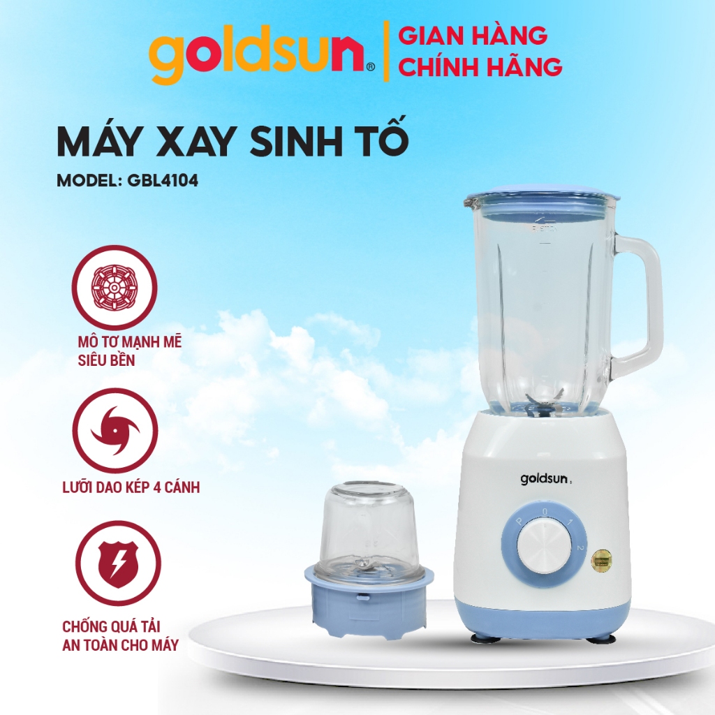 Máy xay sinh tố Goldsun GBL4104 công suất 400W, 2 cối thủy tinh cao cấp