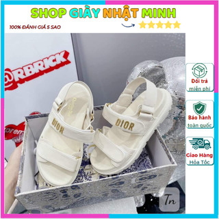 FREE SHIP Dép Sandal Quai Hậu Dior 2 Quai Dán Đế 3CM Chuẩn Hàng Store - dép quai hậu đi học đi chơi đế cao
