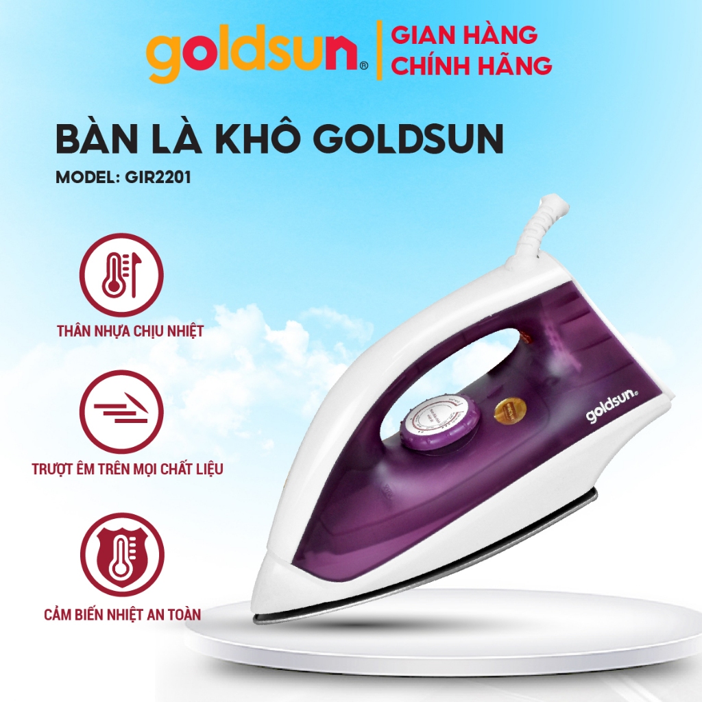 Bàn Là Khô Goldsun Bề Mặt Chống Dính Nhiều Chế Độ Linh Hoạt Mọi Loại Vải - GIR2201