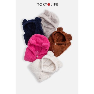 [MŨ CÓ TAI] Áo khoác lông cừu TRẺ EM nhân tạo mũ tai gấu dài tay TOKYOLIFE C3FLJ500N