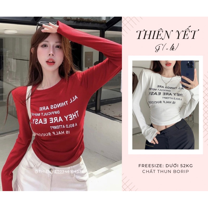 Áo thun THEY ARE cổ tròn tay dài GB dáng ngắn croptop nữ - Thiên Yết