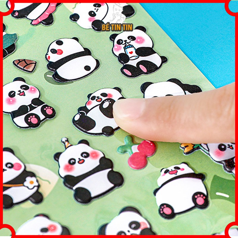 Sét Miếng Dán Hình Gấu Trúc 3d Sticker Dễ Thương Trang Trí Sổ Tay / Sổ Tay/ Bình Nước Sticker Chống Thấm Nước