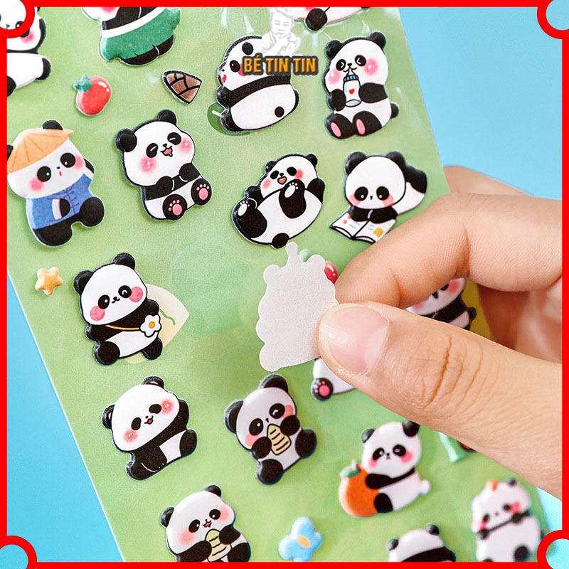 Sét Miếng Dán Hình Gấu Trúc 3d Sticker Dễ Thương Trang Trí Sổ Tay / Sổ Tay/ Bình Nước Sticker Chống Thấm Nước