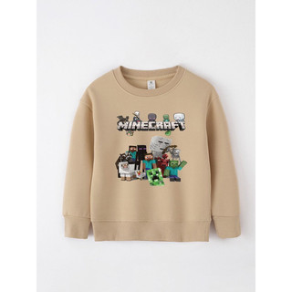 Áo nỉ thun cotton Minecraft cho bé trai Thu Đông 2024