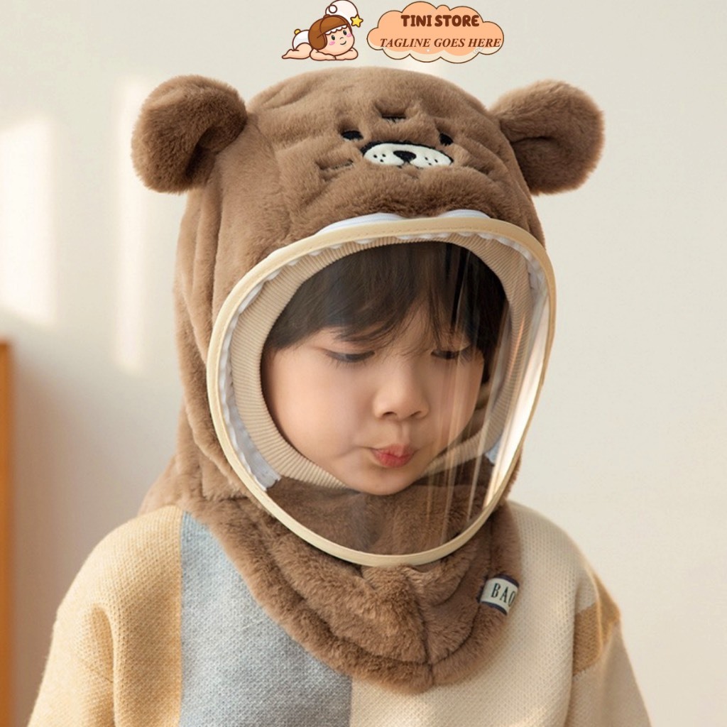 Mũ lông cừu kèm kính chẵn gió cho bé mẫu mới.