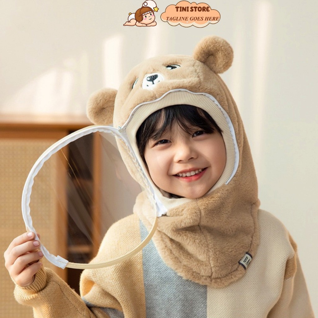 Mũ lông cừu kèm kính chẵn gió cho bé mẫu mới.