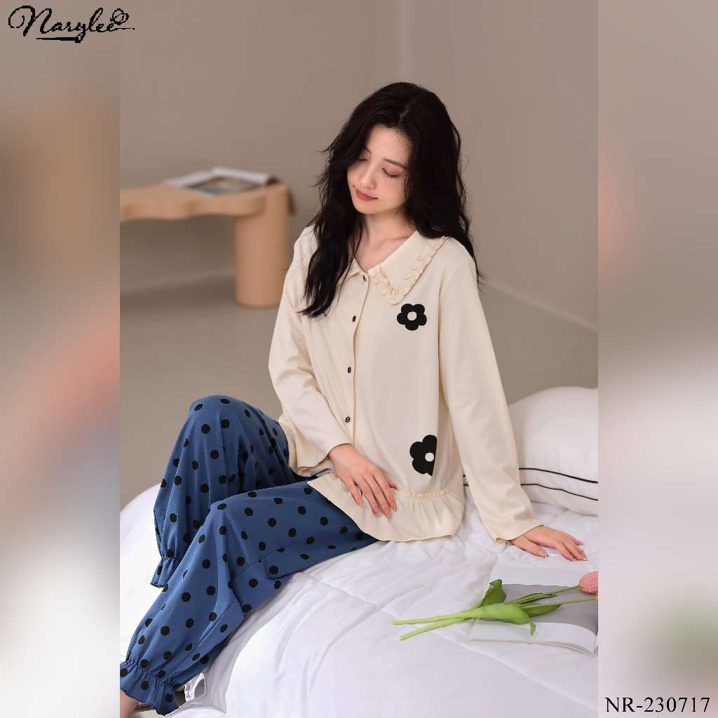 Bộ Pyjama Nữ Dài Tay Chất Liệu 100% COTTON Cao Cấp Thương Hiệu NARYLEE Mã NR-230717