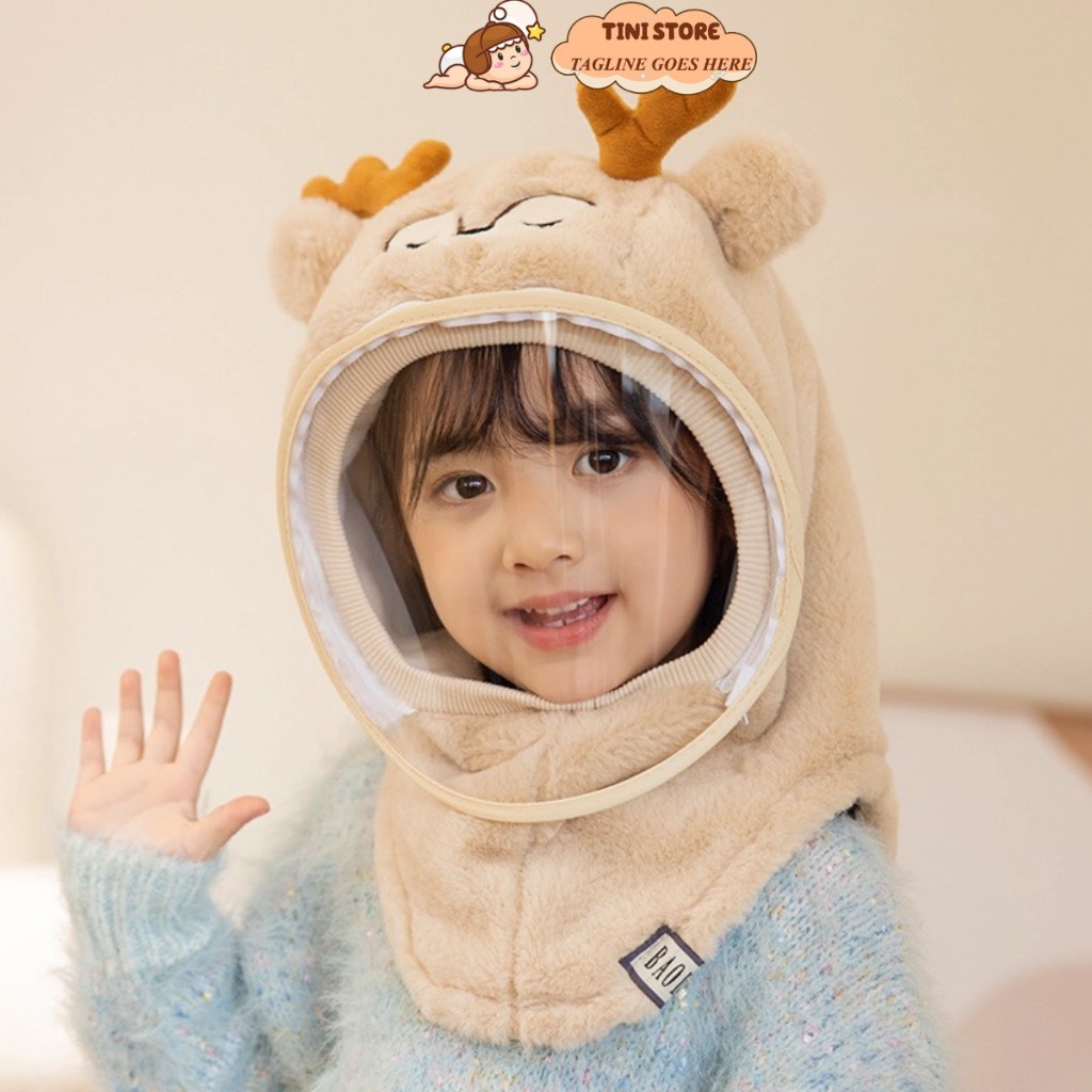 Mũ lông cừu kèm kính chẵn gió cho bé mẫu mới.