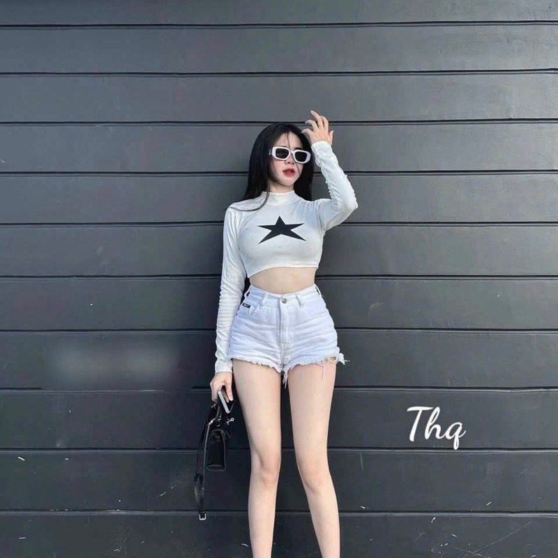 Áo thun croptop NGÔI SAO BORIP  cổ lọ tay dài nữ ôm body sexy - Thiên Yết