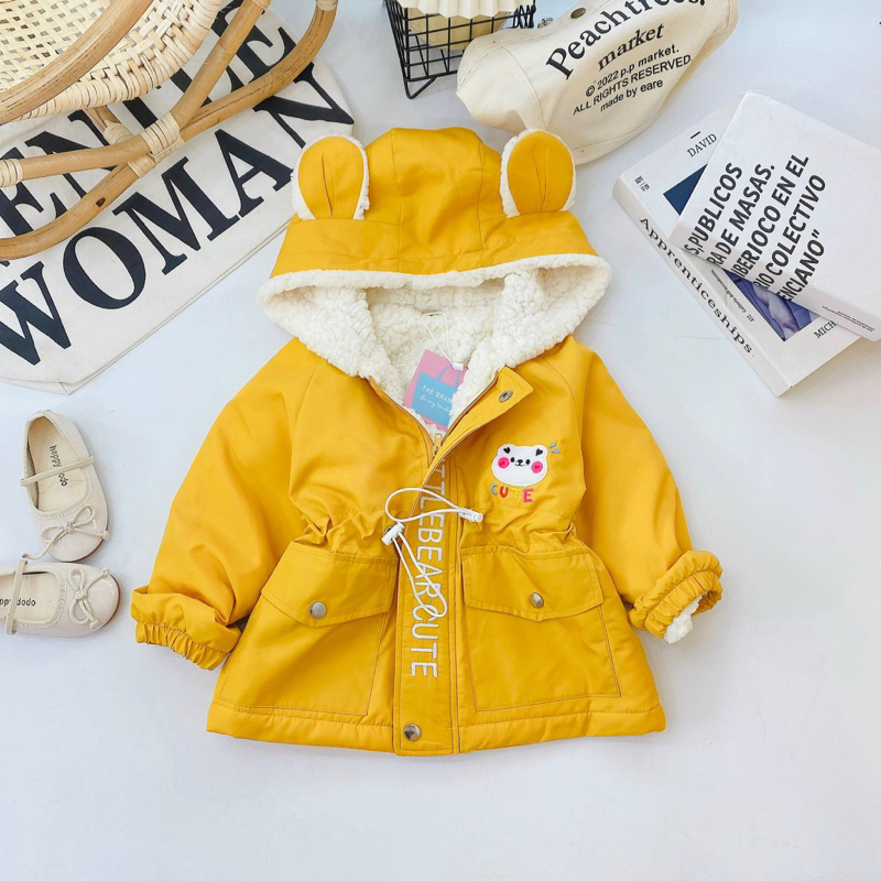 Siêu phẩm áo gió parka thêu gấu cho bé gái