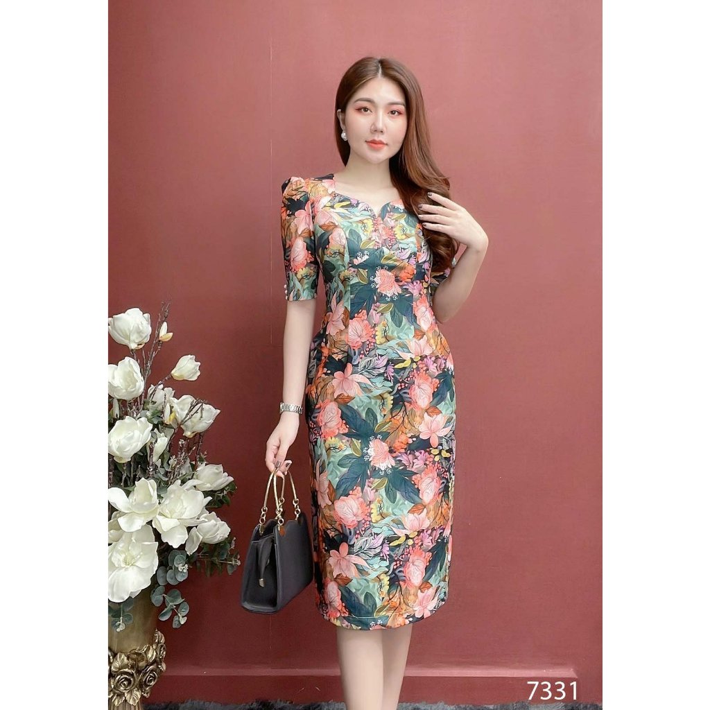 Đầm EMY EM7331  Suông Cổ Lục Giác